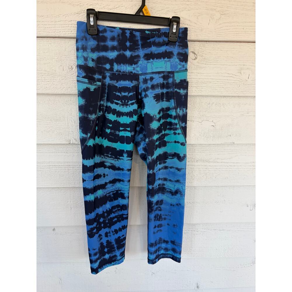 Old Navy Active Go-Dry Blue Tie Dye Leggings Size M High Rise Workout Pants - Picture 2 of 4